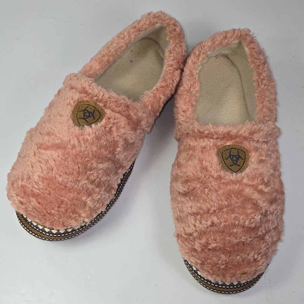 Ariat Womens Fuzzy Slip On Slippers Mules Pink Size S